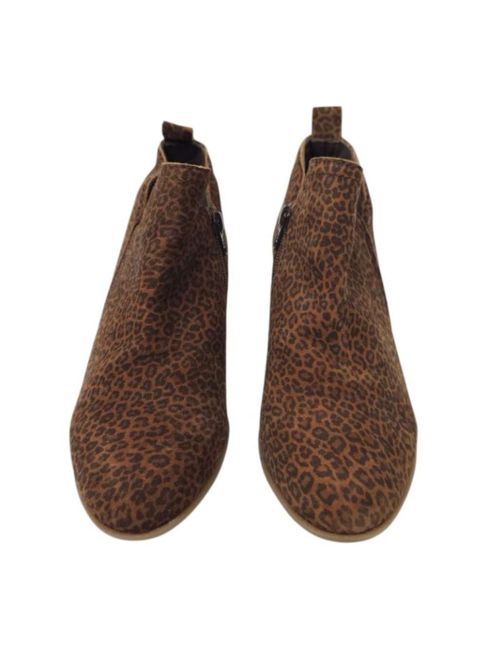 Diba Leopard Print Ankle Boots Womens 8.5 Brown Side Zip Stacked Heel Bootie - Picture 5 of 16
